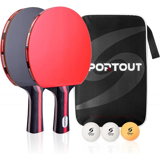 Juego de palas de ping pong con estuche y pelotas